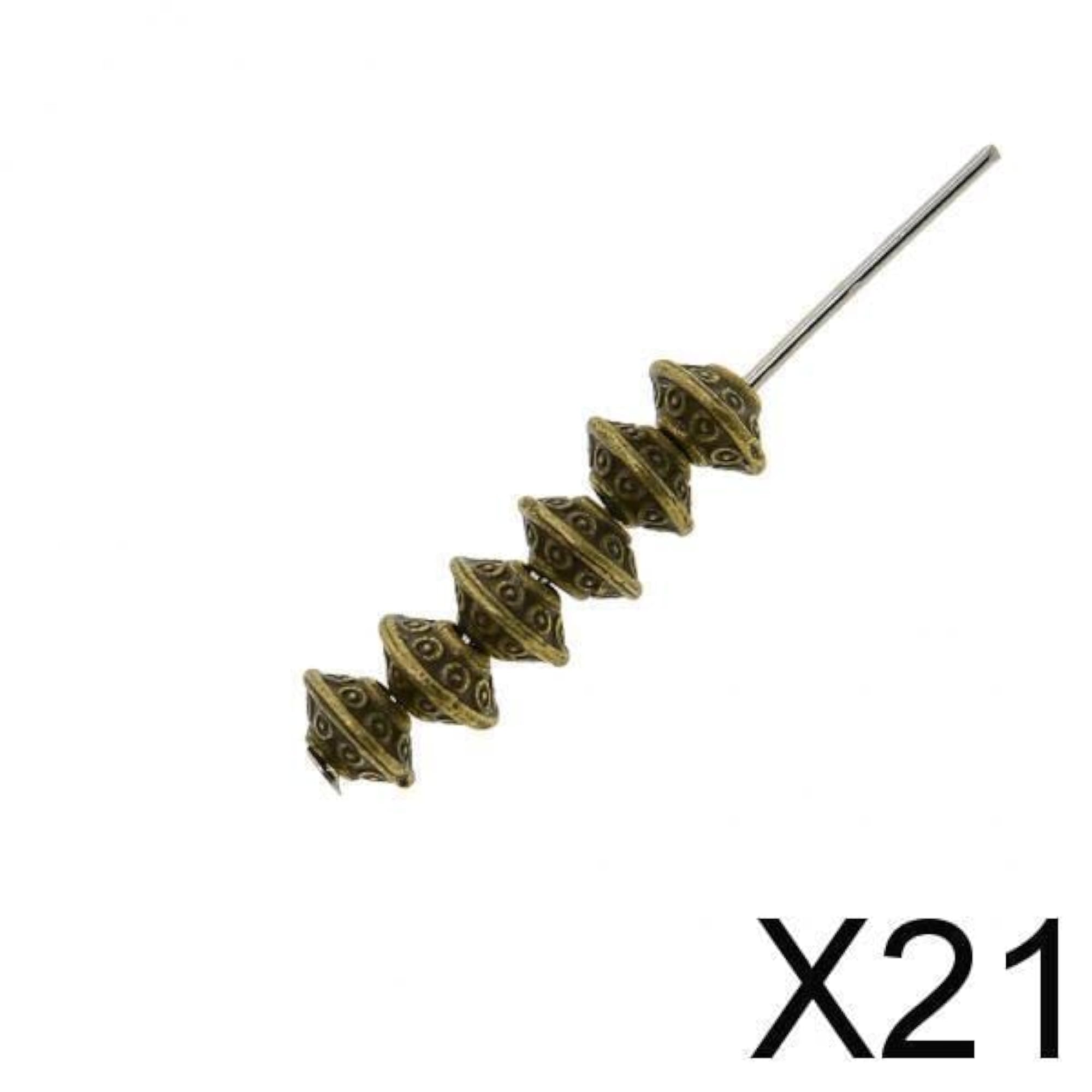 Vintage Bronze Patterned Bicone Alloy Spacer Beads, 100 Pieces